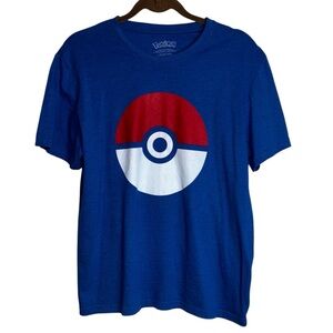 5/$25 
Pokémon T-Shirt with Poké Ball Design Men Medium Royal Blue Short Sleeve